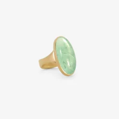 18k & oval cabochon russian emerald ring, 15.4ct