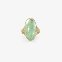 18k & oval cabochon russian emerald ring, 15.4ct