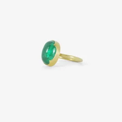 18k & oval cabochon zambian emerald ring, 4.75ct
