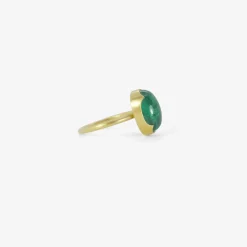 18k & oval cabochon zambian emerald ring, 4.75ct