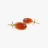 18k & oval carnelian earrings