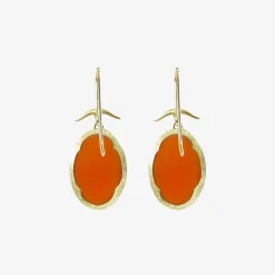 18k & oval carnelian earrings