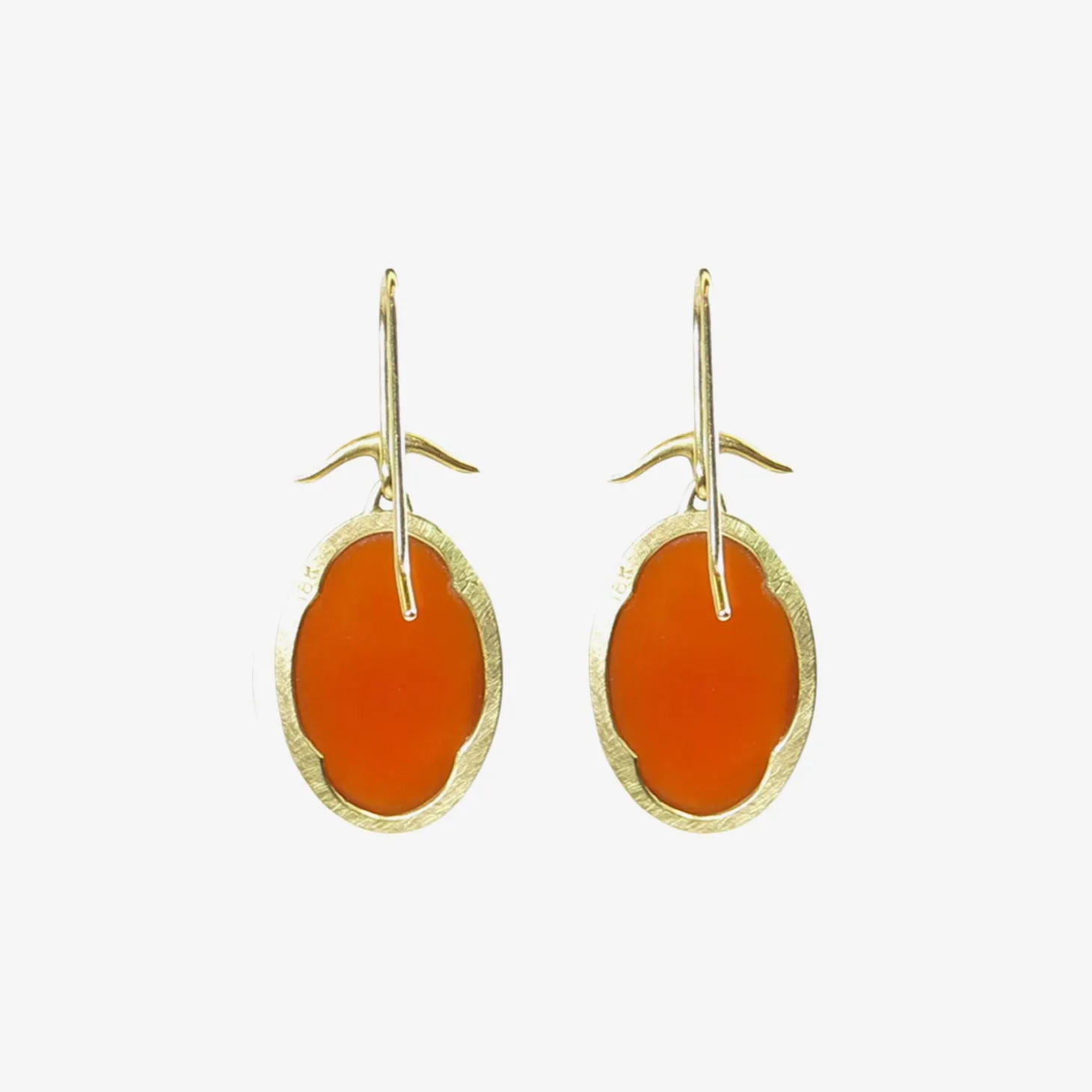 18k & oval carnelian earrings