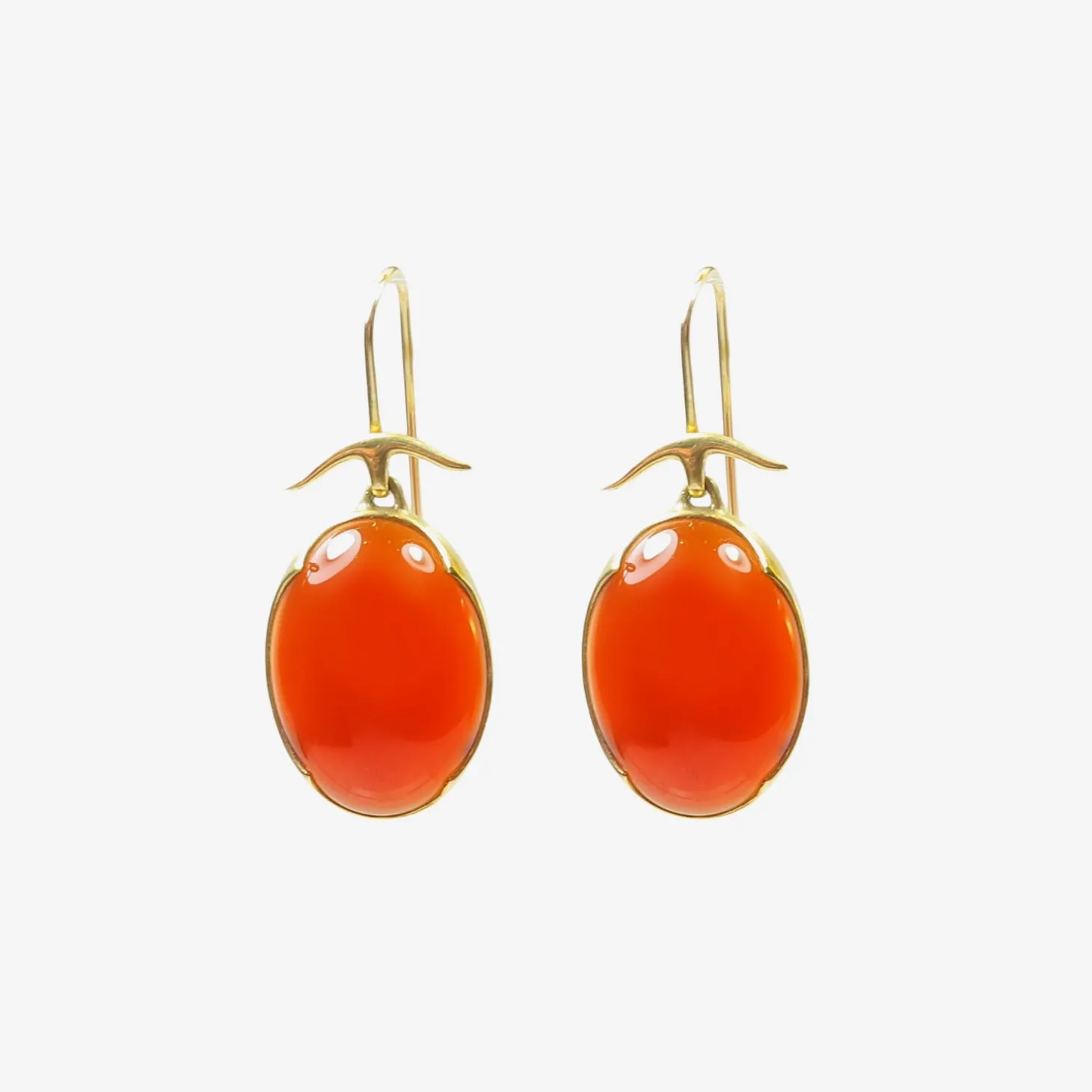 18k & oval carnelian earrings