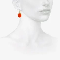 18k & oval carnelian earrings