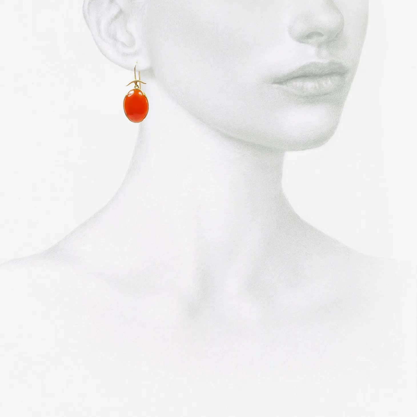 18k & oval carnelian earrings