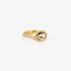 18k & oval checkered champagne diamond cast ring, 1.52ct