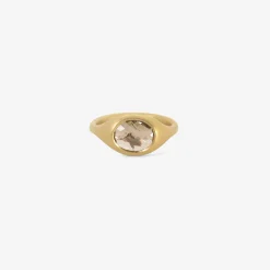 18k & oval checkered champagne diamond cast ring, 1.52ct