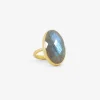 18k & oval checkered labradorite ring, 18.79ct