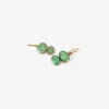 18k & oval colombian emerald double drop earrings, 6ct