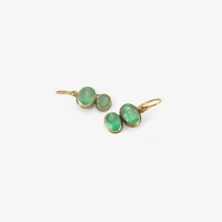 18k & oval colombian emerald double drop earrings, 6ct