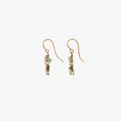18k & oval colombian emerald double drop earrings, 6ct