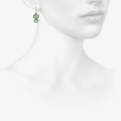 18k & oval colombian emerald double drop earrings, 6ct