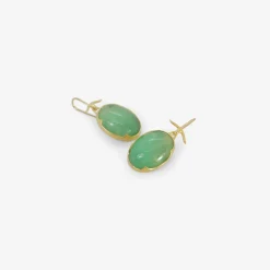 18k & oval crystal over chrysoprase earrings