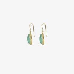 18k & oval crystal over chrysoprase earrings
