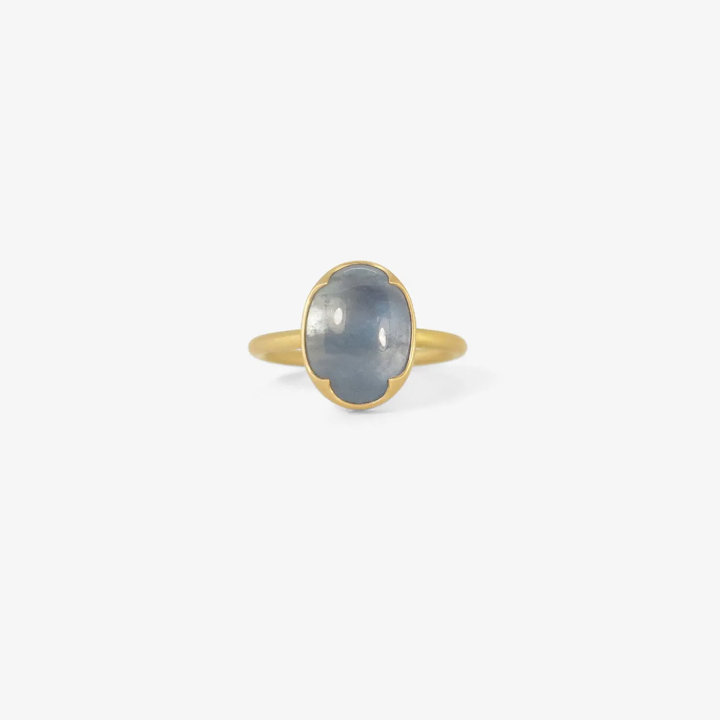 18k & oval dark aquamarine ring