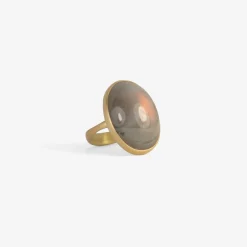 18k & oval dove grey labradorite ring, 20.69ct