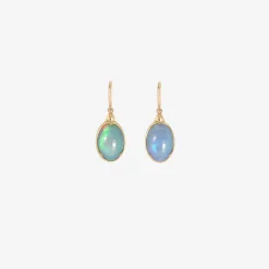 18k & oval ethiopian opal earrings