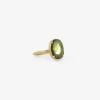 18k & oval faceted green sapphire ring, 3.2ct