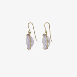 18k & oval faceted rose de france amethyst earrings