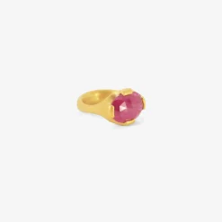 22k & oval faceted ruby vaulted ring, 5.99ct