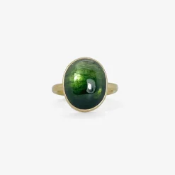 18k & oval green ombré tourmaline ring, 10.39ct