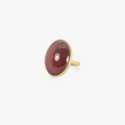 18k & oval hessonite garnet ring, 21.38ct