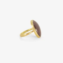18k & oval hessonite garnet ring, 21.38ct