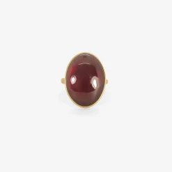 18k & oval hessonite garnet ring, 21.38ct