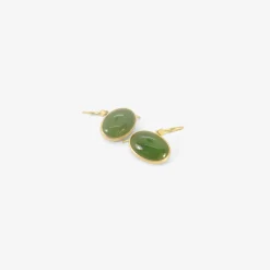 18k & oval jade drop earrings, 9.62ct