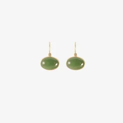 18k & oval jade drop earrings, 9.62ct