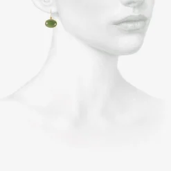 18k & oval jade drop earrings, 9.62ct