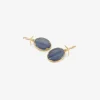 18k & oval kyanite earrings