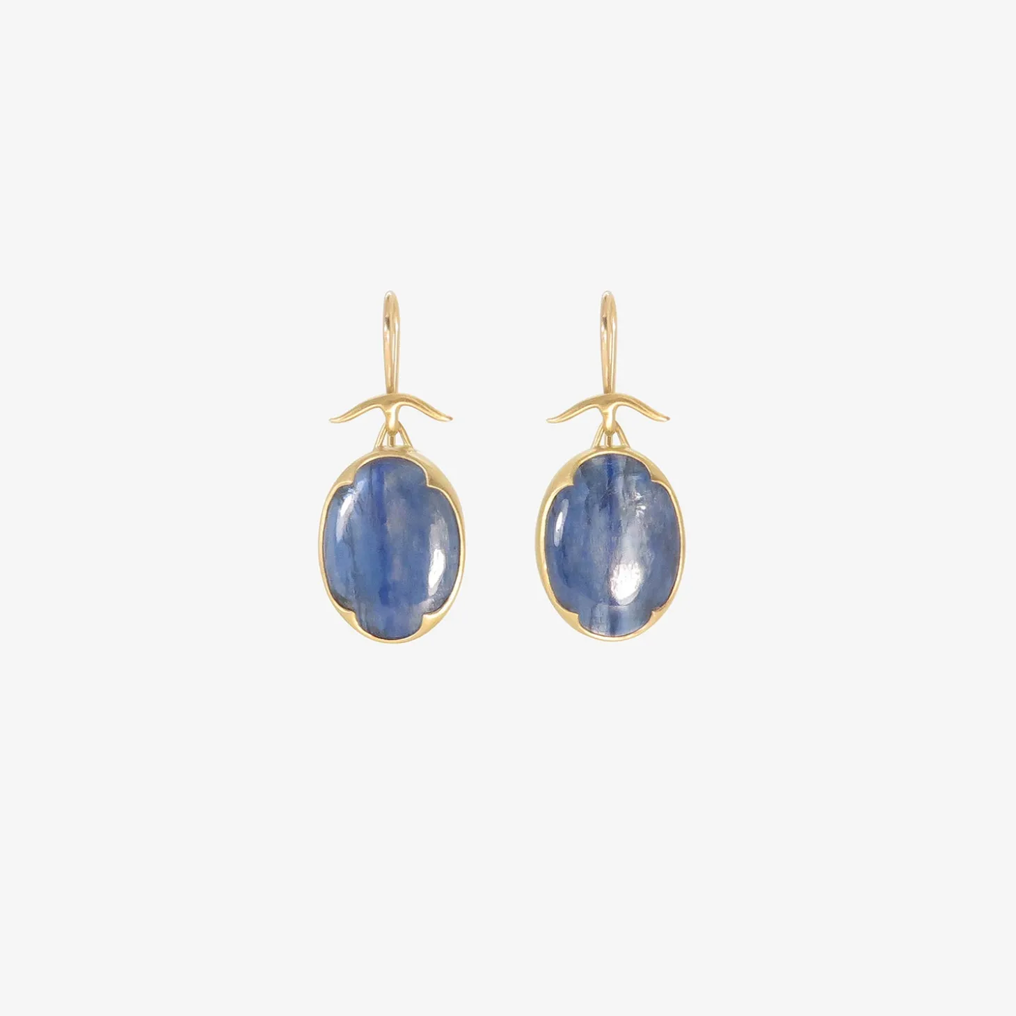 18k & oval kyanite earrings