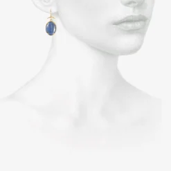 18k & oval kyanite earrings