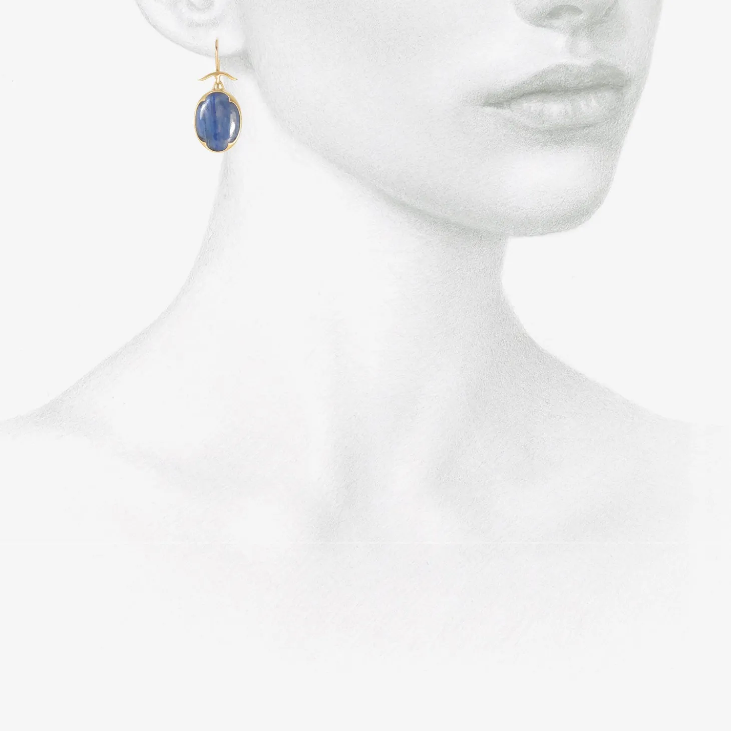 18k & oval kyanite earrings