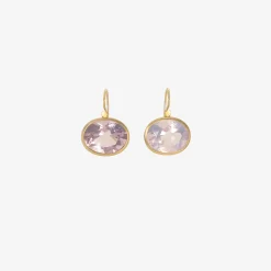 18k & oval lilac amethyst earrings, 21.98ct