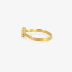 22k & oval old-mine-cut diamond east/west ring, 1ct