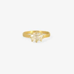 22k & oval old-mine-cut diamond east/west ring, 1ct