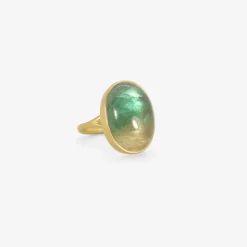 18k & oval ombre green tourmaline ring, 16.49ct
