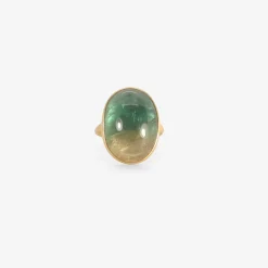 18k & oval ombre green tourmaline ring, 16.49ct