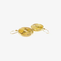 18k & oval orange dendritic quartz earrings