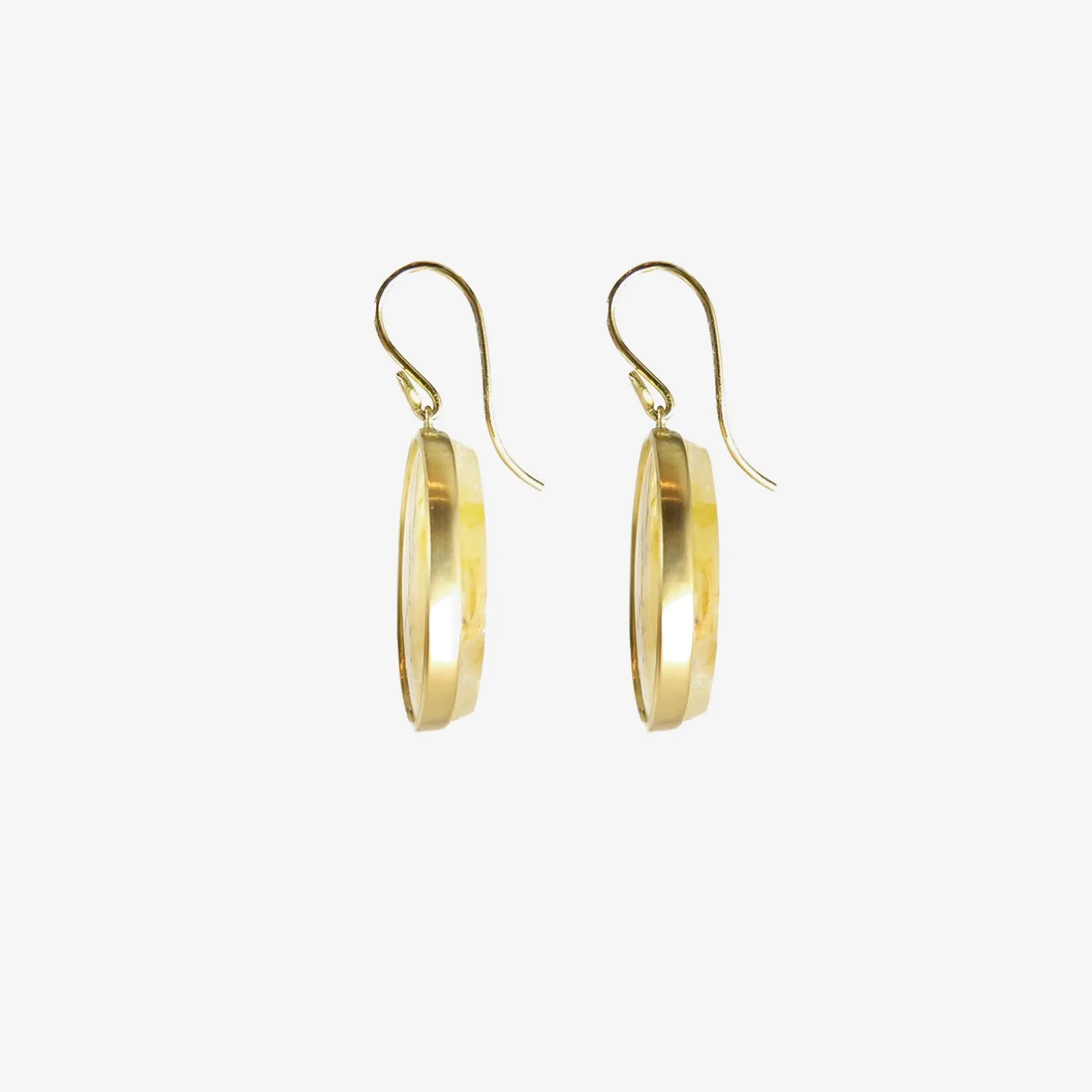 18k & oval orange dendritic quartz earrings