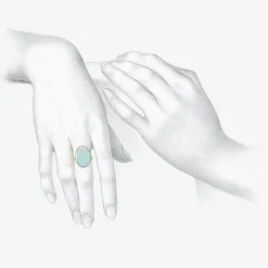 18k & oval pale persian turquoise ring, 6.26ct