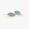 18k & oval persian turquoise earrings, 10.92ct