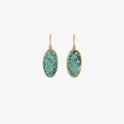 18k & oval persian turquoise earrings, 10.92ct