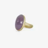 18k & oval pinkish purple chalcedony ring, 11.35ct