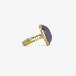 18k & oval pinkish purple chalcedony ring, 11.35ct