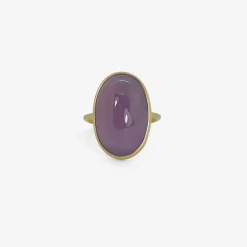 18k & oval pinkish purple chalcedony ring, 11.35ct