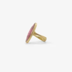 18k & oval powder pink tourmaline lens ring, 14.15ct